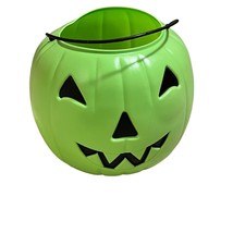 Green Vintage General Foam Jack-O-Lantern Pumpkin Pail Halloween Bucket Blow Mol - £7.65 GBP