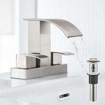 Waterfall Bathroom Sink Faucet Set With Pop Up Drain Stopper &amp; Supply Li... - $74.98