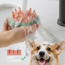 New 2 In 1 Pet Cat Dog Cleaning Bathing Massage Shampoo Soap Dispensing Grooming - £10.02 GBP