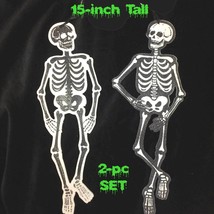 2pc-Gothic Glitter Wood Cutout Skeleton Plaque Wall Door Sign Crafts Decorations - £6.06 GBP