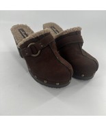 Union Bay Spuds size 7.5M brown Clogs Mule Chunky Block Y2K lined shoes ... - $28.04