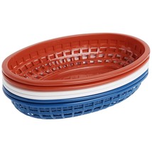 Tablecraft H1074RWB 6 Piece Classic Oval Plastic Baskets, Red/White and ... - £12.68 GBP