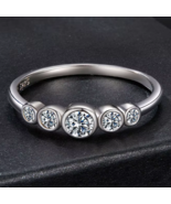 Elegant 18K 925 Sterling Silver 0.4CT Round Cut Full Moissanite Ring (Si... - $39.99