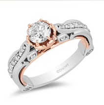 Enchanted Disney Fine Jewelry Rose Gold 1 CTTW Belle Rose Engagement Ring Silver - £56.12 GBP