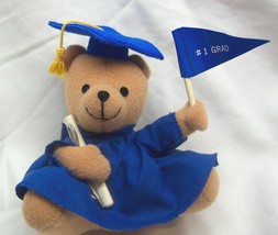 VINTAGE Russ TEDDY BEAR GRADUATE IN BLUE 4&quot; Plush STUFFED ANIMAL Toy - $20.34 CAD