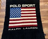 Vintage 90s Polo Sport Ralph Lauren Throw Sherpa Fleece Blanket USA Flag... - £62.75 GBP