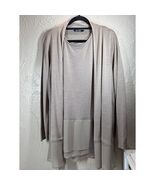 Nic + Zoe Long Silk Blend Cardigan &amp; Tank Two-Piece Set Tan Womens Size XL - $59.95