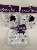 Lot  3 bags Fake Spider Web w  Spiders Halloween Decorations In outdoor haunted - £3.65 GBP