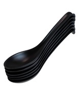 Pack Of 6 Matte Black Melamine Asian Noodle Soup Spoons With Ladle Hook ... - $21.86 CAD