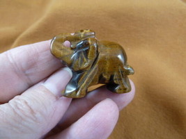 Y-ELE-556 Tiger&#39;s Eye Elephant Gemstone Carving Gem Figurine Safari Zoo Trunk Up - £11.01 GBP