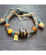 Bracciale con perline Dzi fatto a mano cordino multicolore - bracciale c... - $30.37