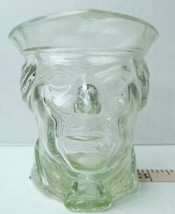 Avon Revolutionary Soldier Head Candle Holder Clear Glass Vintage Collectible - $3.40