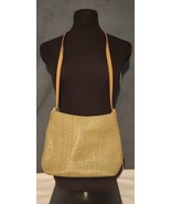 90s Vintage Fossil Woven Straw &amp; Leather Shoulder Bag Sage Purse Magneti... - $31.45 CAD