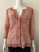 J Jill Marled Cardigan Sweater Knit Linen Silk Red Women’s Size Large - $31.88