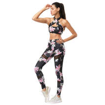 Retro Floral Printed Sports Suit Fitness - £16.67 GBP
