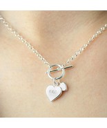Personalised Hearts T-Bar Necklace, Silver, T-Bar Necklace, Wedding Gift for Wif - $31.99