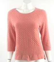 Field Flower Anthropologie Womens Sweater Sz Medium Peach Pink Textured Pullover - £27.83 GBP