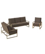 LeisureMod 3-Piece Sofa Set Upholstered in Velvet Accent Chair with Gold... - $4,921.56