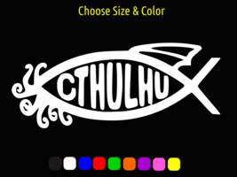 Cthulhu Tentacles Fish Emblem Decal Laptop Car Window Sticker Choose Size Color - £2.25 GBP+