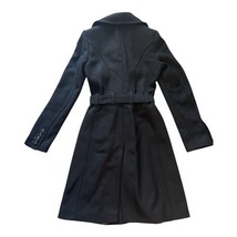 Vintage WE Black Wool Blend Belted Long Coat UK Size M Fitted Tailored Trench image 5