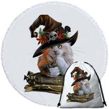 Cool Halloween Witch Cat Round Beach Towel - $14.90+
