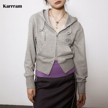 Karrram Grunge Zip-up Hoodies Harajuku Vintage Double Zipper Jacket Korean Fashi - £115.03 GBP