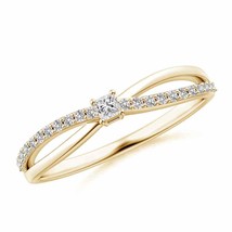 Princess-Cut Diamond Split Shank Promise Ring in 14K Yellow Gold Ring Size 6 - £283.30 GBP