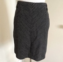 New! ANN TAYLOR Woman 100% Cotton Paneled Skirt Button Decor Black White 8P - £21.74 GBP