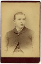 Circa 1890&#39;S Id&#39;d Cabinet Card Large Young Man Named Thomas Sullivan In Suit - £7.46 GBP