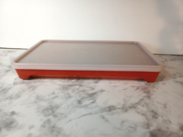 Vintage Tupperware #1292 Bacon Hot Dog Cold Cut Keeper ~ Red ~ W/ Sheer Lid - £11.13 GBP