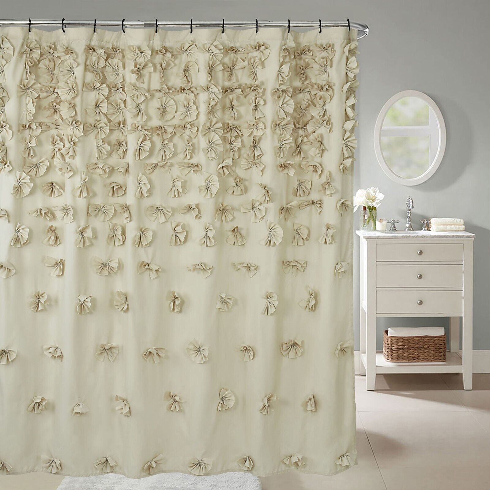 Primary image for HIG Farmhouse Shower Curtain with Handmade Bow Ties for Bathroom 72''x72''