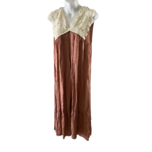 Anthropologie Womens Shift Dress Peach Beige V Neck Sleeveless Crochet T... - £22.67 GBP