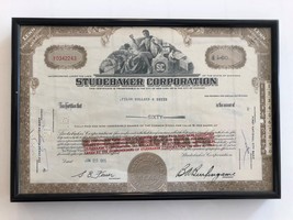 Framed Studebaker Corporation Stock Certificate - £31.38 GBP