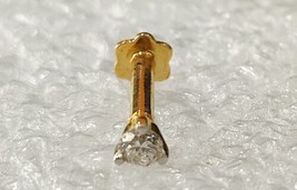 18k Oro 0.07ct Diamante Auténtico Nariz Labios Piercing Rosca Tuerca Anillo Pin - £102.03 GBP