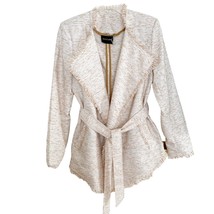 Dolce Cabo Burnt Orange White Tweed Stripe Wrap Jacket Blazer Small - $50.00