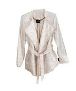 Dolce Cabo Burnt Orange White Tweed Stripe Wrap Jacket Blazer Small - $69.37 CAD