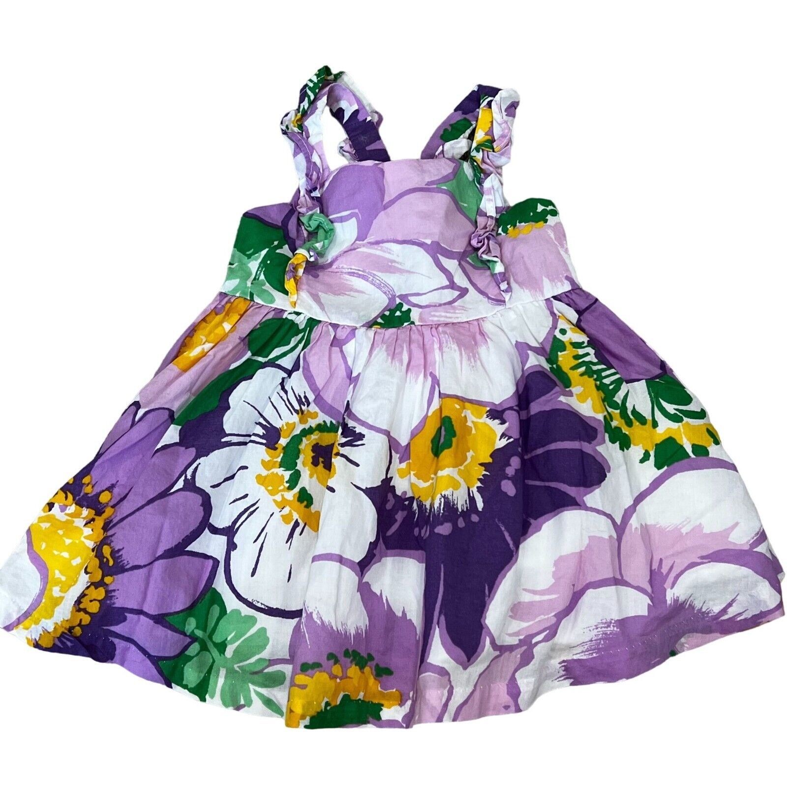 Janie And Jack Baby Girl Purple Hawaiian Floral Dress 6-12 Months - $17.28