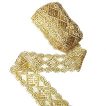 Gold Lace Trim Sequinned Ribbon Vintage Decorative Wedding/Bridal Diy Craft Sewi - £19.11 GBP