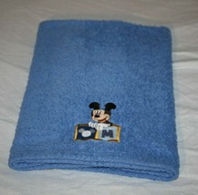 Disney Mickey Mouse Blue Plush Baby Blanket Blocks Embroidered M Securit... - £19.81 GBP