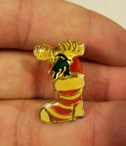 Rare Vintage Enamel Pin Moose in a Christmas Stocking 80s 1980s 1987 VTG... - $9.03