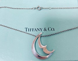 Tiffany &amp; Co. Paloma Picasso Crescent Moon Necklace Silver 925 9.6inch 1... - £103.97 GBP