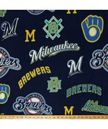 Fleece Milwaukee Brewers Cooperstown Navy Blue Mlb Team Fabric Print Bty... - £33.81 GBP