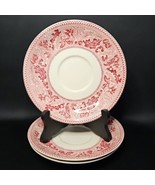 3 Saucers for Flat Cream Soup Bowl Historic America Pink Johnson Brother... - $29.69