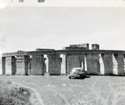 Vintage 1960 MARYHILL STONEHENGE Memorial PHOTO w/ Old Car FORD CHEVY Wa... - $19.79