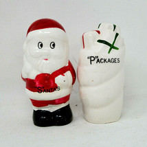Vintage Christmas Santa and Gift Bag Salt And Pepper Shakers  - $10.95
