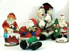 Santa Claus Figurines Christmas Decorations 4&quot; To 9.5&quot; Set Of 8 Vintage - £12.43 GBP