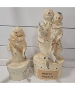 Nicol Sayre Jingle And Winter Friends Snowman Clown w/ Trinket Boxes Vic... - $81.48 CAD