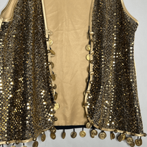 Vintage Cinema Etoile Gokd Sequin Gypsy Bohemian Vest - £17.05 GBP