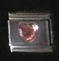 Rhinestone Heart Wholesale Italian Charm Enamel Link 9MM K18 Style Pink - £11.74 GBP