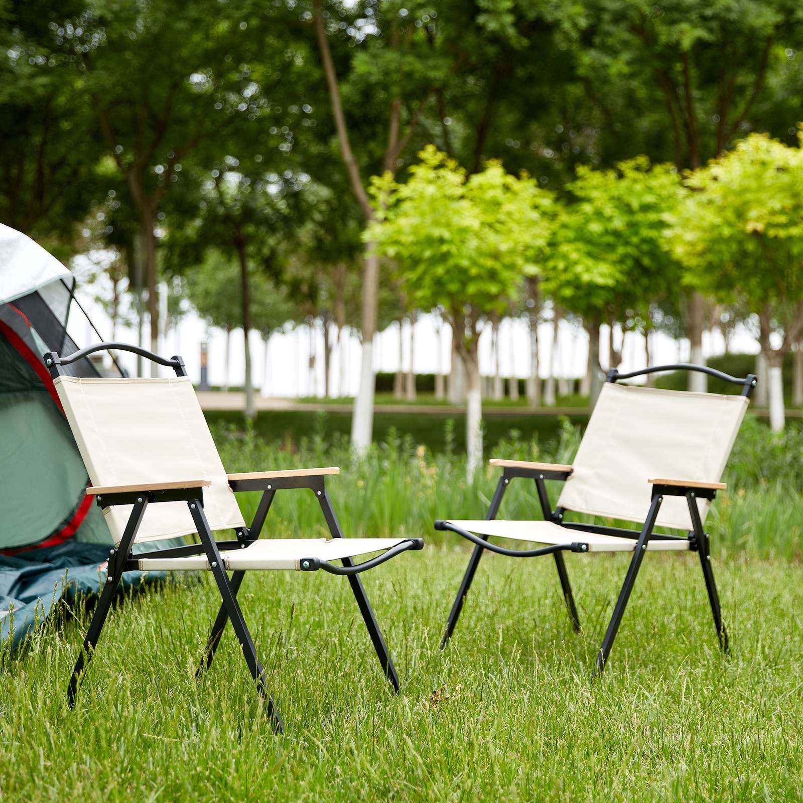 Beige Folding Chair: 2-Piece Outdoor &amp; Indoor - $107.99